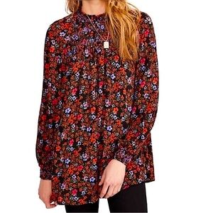 FREE PEOPLE floral Flowers in Her Hair Long Sleeve Tunic Blouse/ Dress